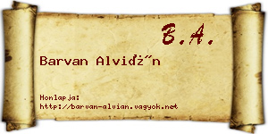 Barvan Alvián névjegykártya